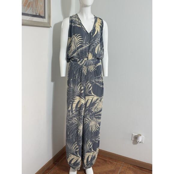 O'Neill Pants - O’Neill Women’s Jumpsuit Wide Leg Boho Tropical Beach Resort Viscose Gray M